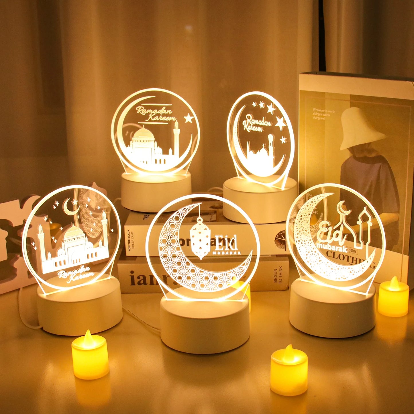 EID Night Light EID Mubarak Ramadan Decoration for Home Islam Muslim Party Decor Eid Al Adha Ramadan and Eid Ramadan Kareem